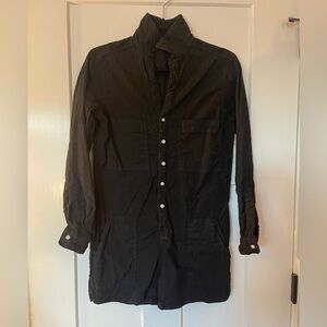 Frank & Eileen Long Sleeve Ireland Playsuit in Performance Linen - Black XS